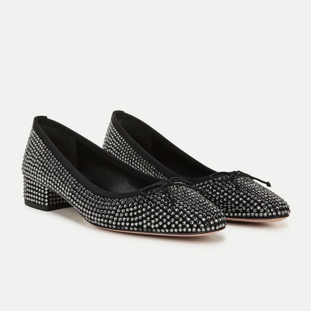 Veronica Beard Cecile Rhinestone Ballet Pumps in Black Diamond